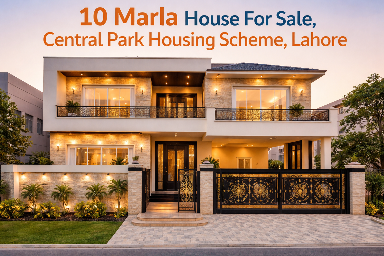 10 Marla house for sale in Central Park Housing Scheme Lahore with modern elevation, double story design, and secure residential environment