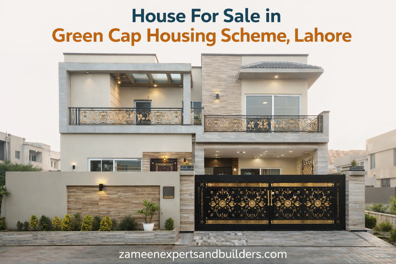 House for sale in Green Cap Housing Scheme Lahore with modern elevation, balcony design, and secure residential environment