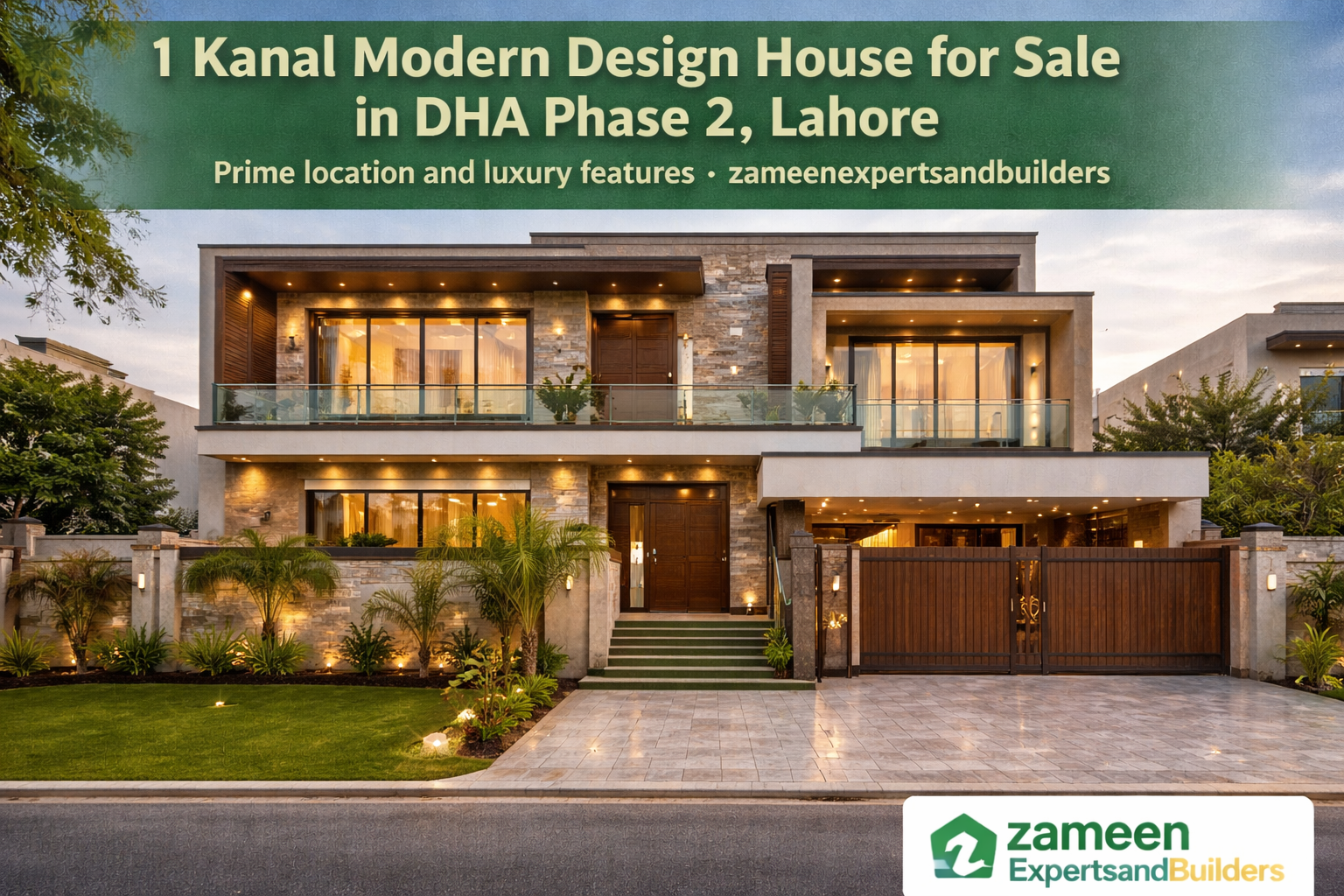 1 Kanal modern design house for sale in DHA Phase 2 Lahore with elegant elevation, spacious layout, and premium residential location