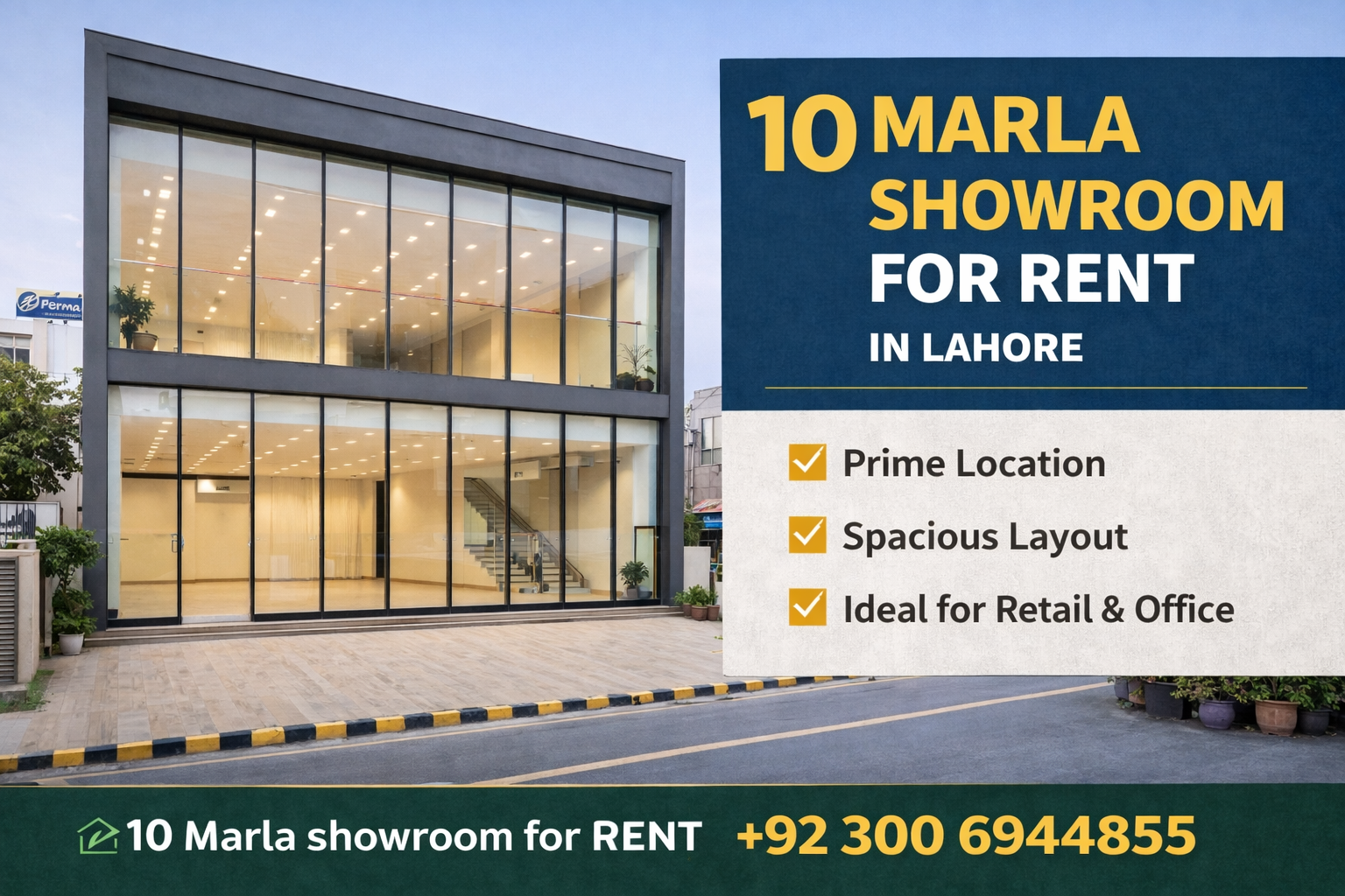 10 marla showroom for rent in Lahore