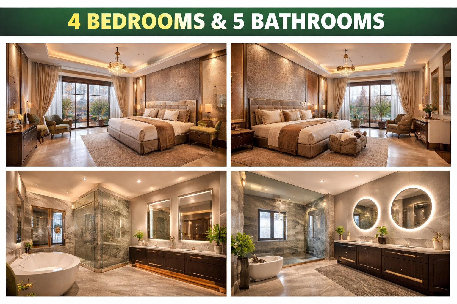 4 bedrooms and 5 bathroom in house