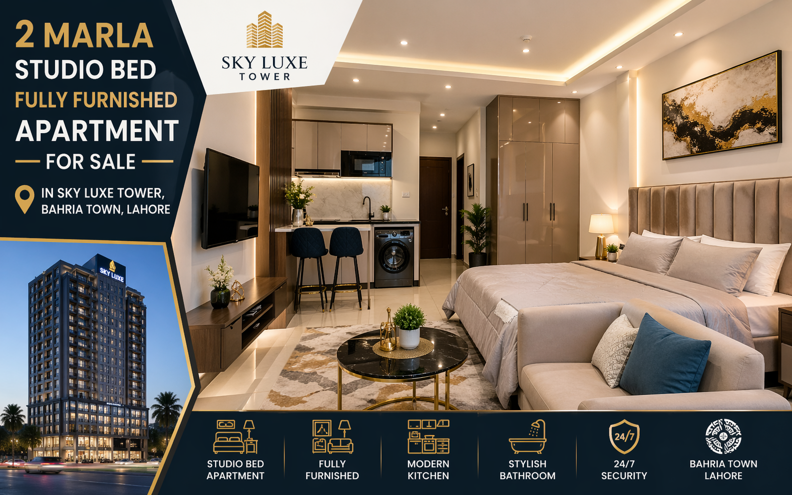 Fully Furnished Apartment For Sale In Sky Luxe Tower, Bahria Town, Lahore