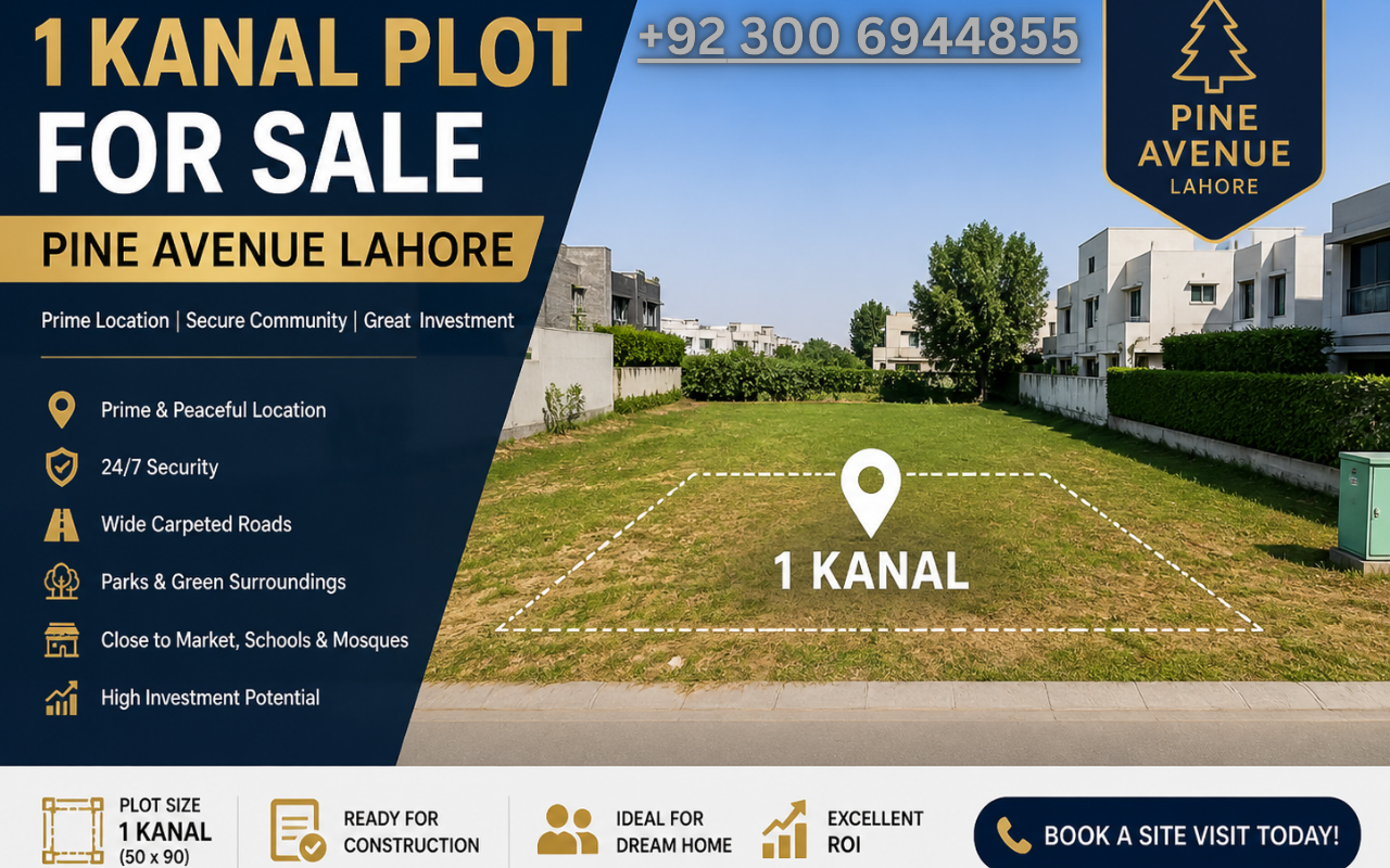 _1 kanal plot for sale in Pine Avenue Lahore