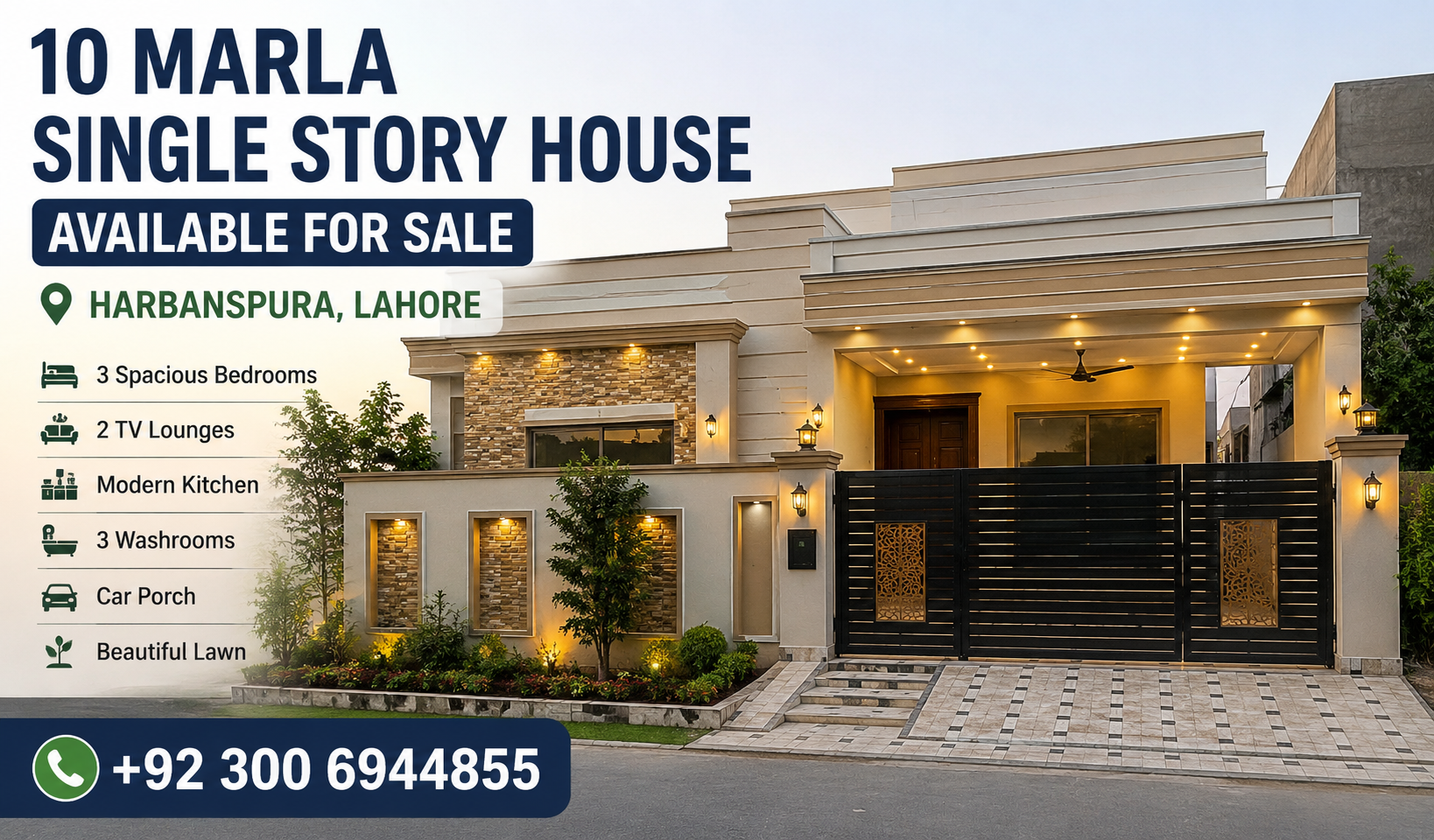 10 Marla Single Story House Available for Sale in Harbanspura Lahore