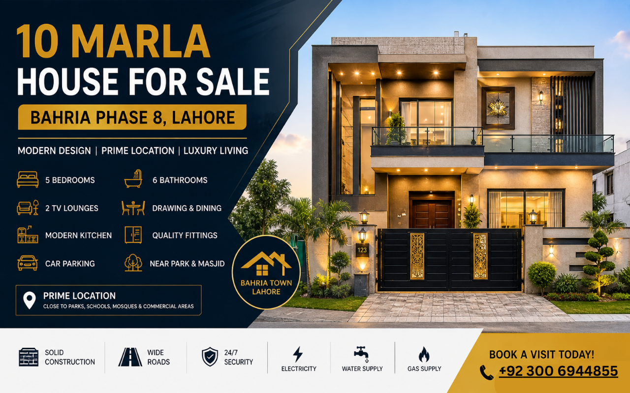 10 marla house for sale in Bahria Phase 8 Lahore