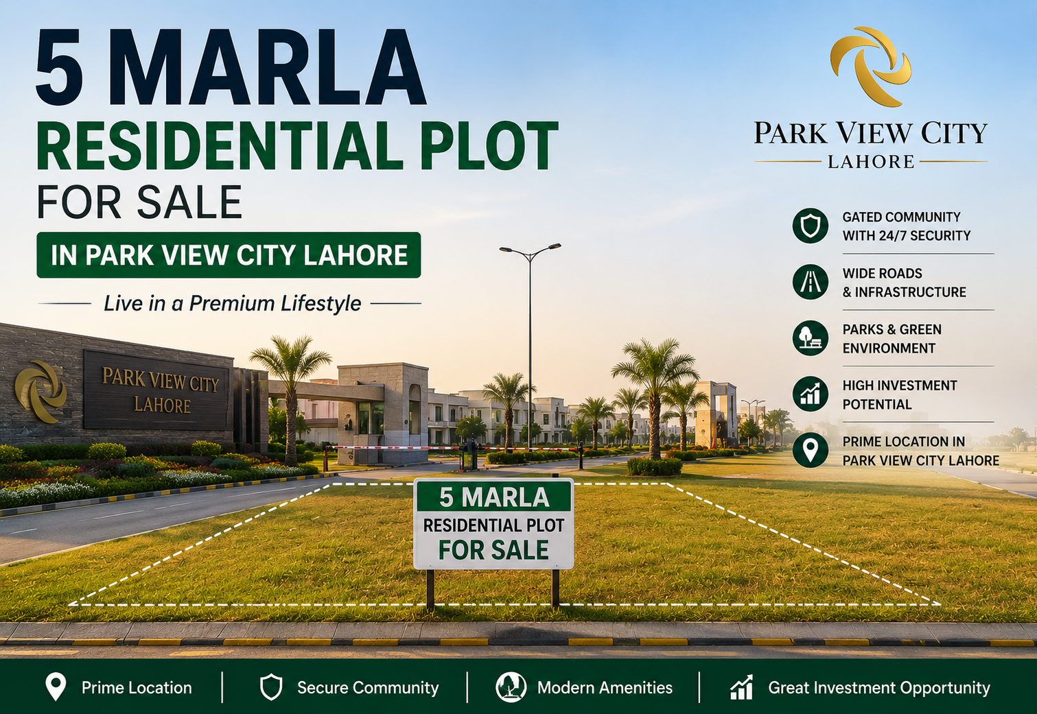 5 Marla Residential Plot for Sale in Park View City Lahore