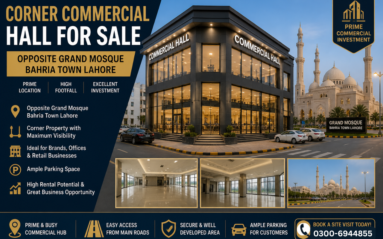 Corner Commercial Hall for sale in Bahria Town Lahore