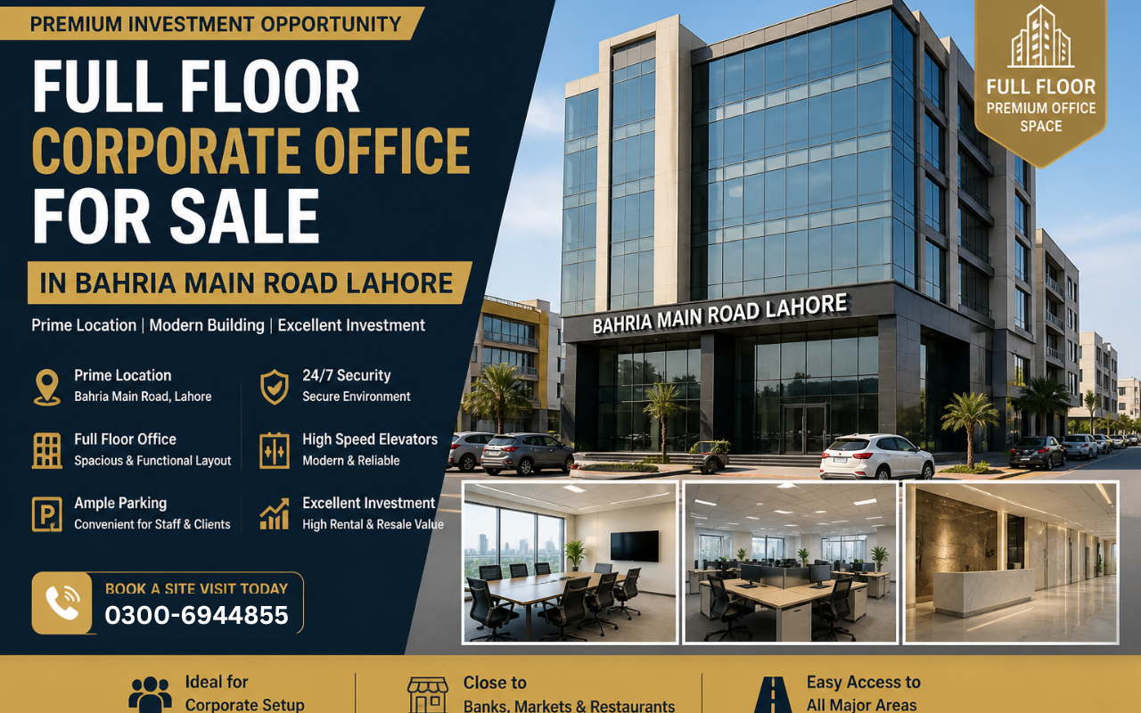Full Floor Corporate Office For Sale in Bahria main road Lahore