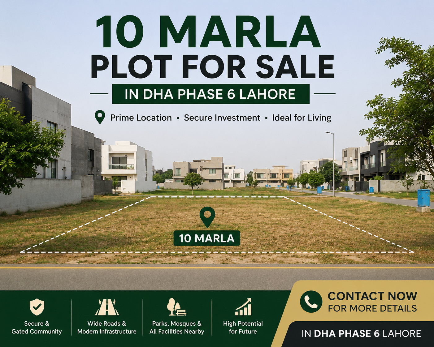 10 Marla Plot for Sale in DHA Phase 6 Lahore