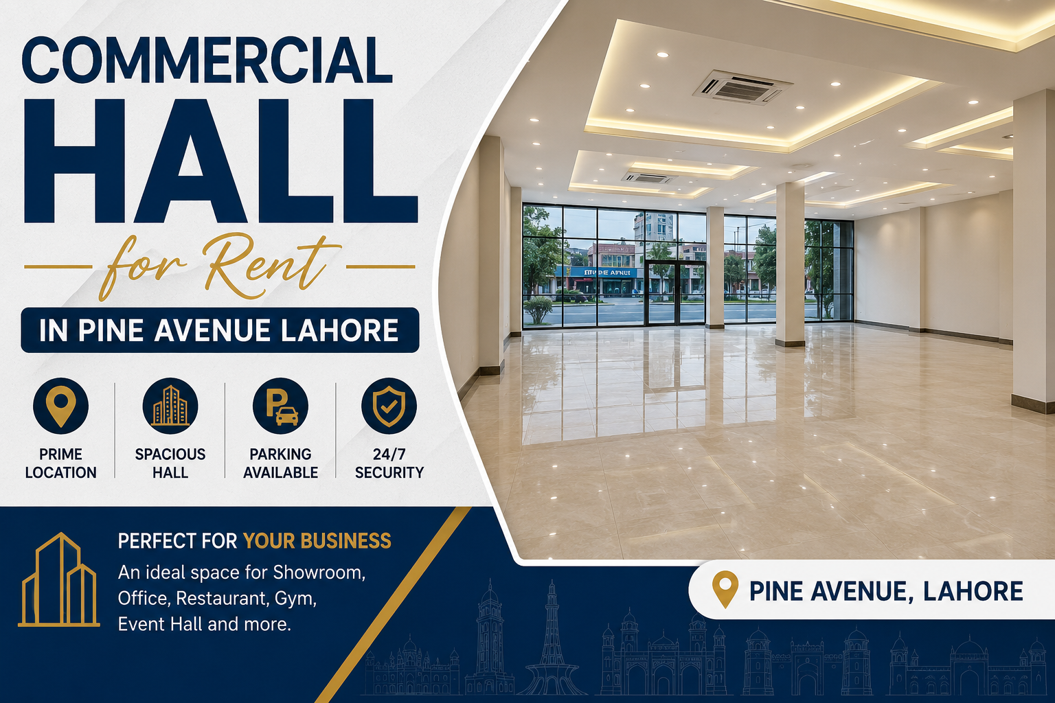 Commercial Hall for Rent in Pine Avenue Lahore