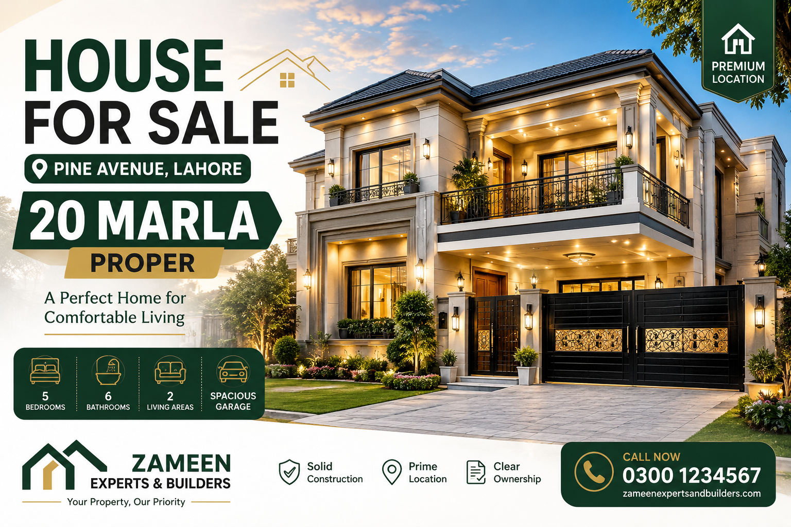 House for Sale in Lahore Pine Avenue – 20 Marla Proper