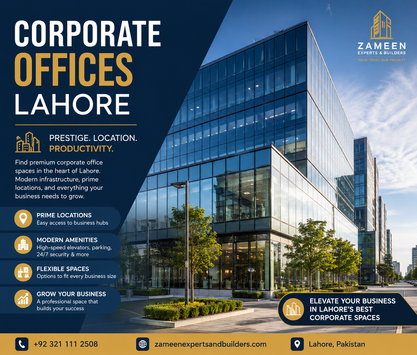 Modern Corporate Offices Lahore – ZameenExpertsAndBuilders