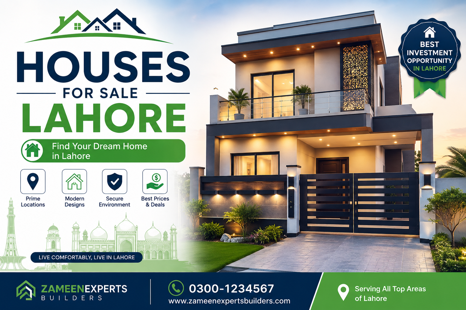 Modern Houses for Sale Lahore by ZameenExpertsAndBuilders.com