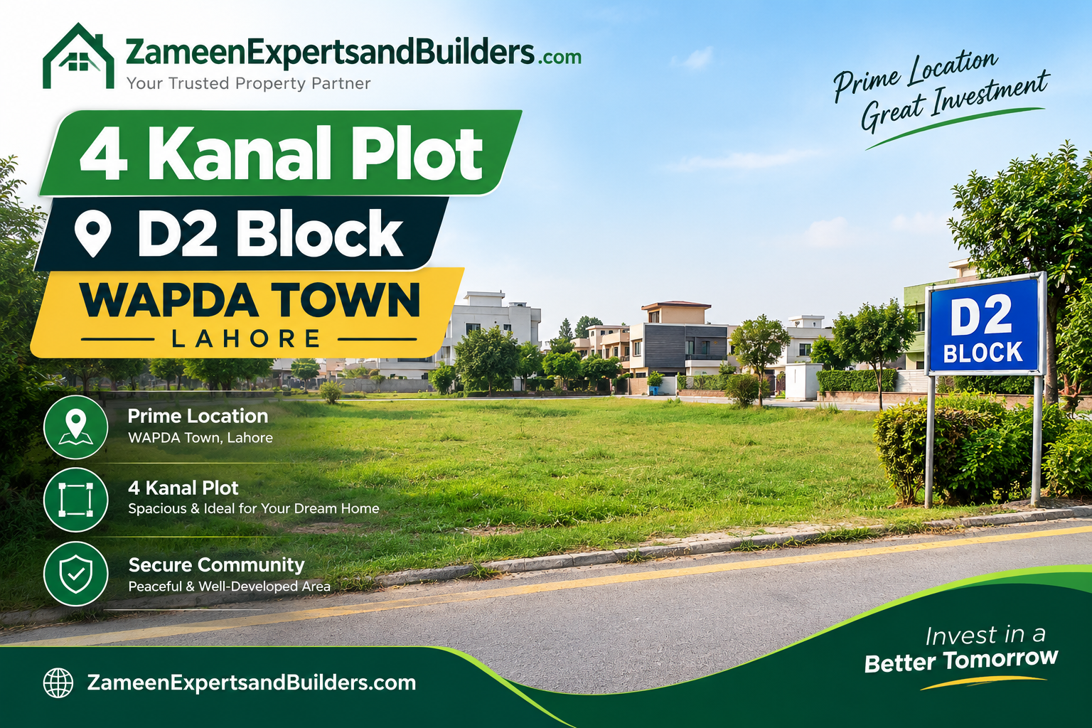 4 Kanal Plot D2 Block Wapda Town Lahore