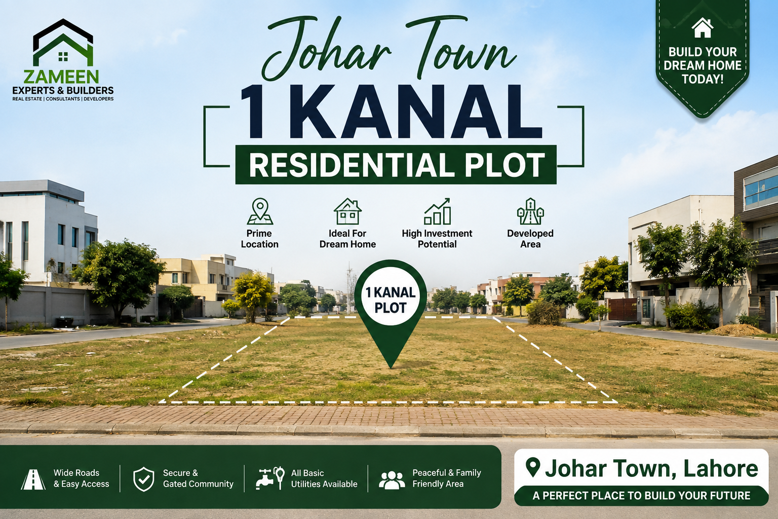 johar town 1 kanal residential plot